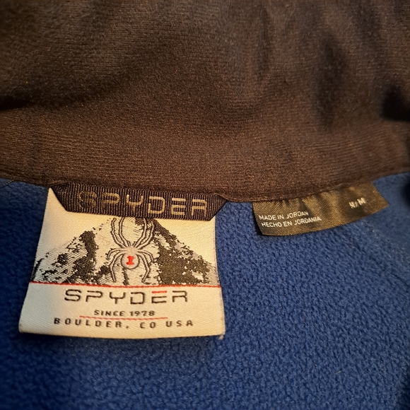 Spyder Men's Blue Black Polyester 1/4 Zip Pullover Mock Neck Sweater Size Medium - Picture 3 of 11